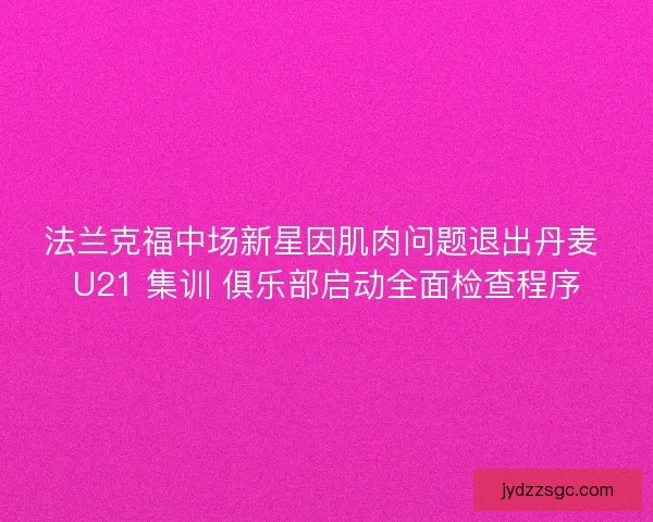 法兰克福中场新星因肌肉问题退出丹麦 U21 集训 俱乐部启动全面检查程序