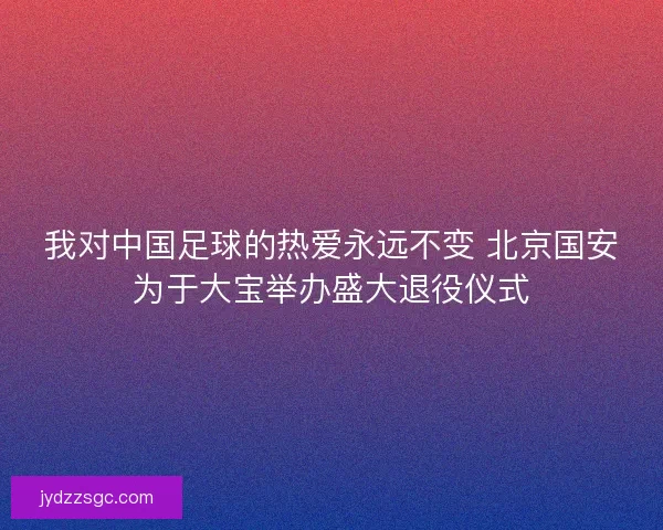 我对中国足球的热爱永远不变 北京国安为于大宝举办盛大退役仪式